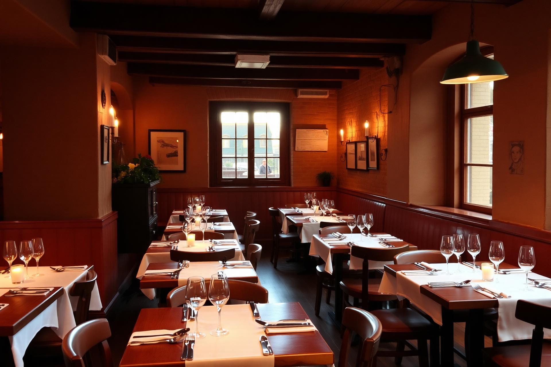 Salle du restaurant à la lumière tamisée